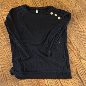 Black Long Sleeve Top with Button Detail